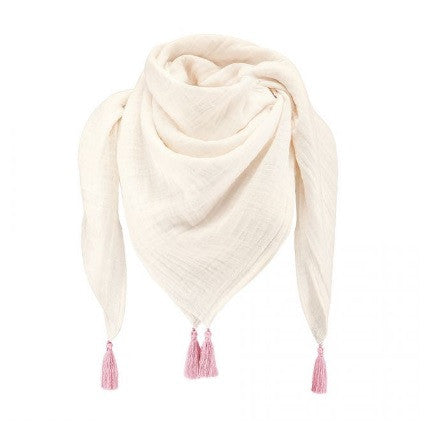 Muslin scarf with tassels